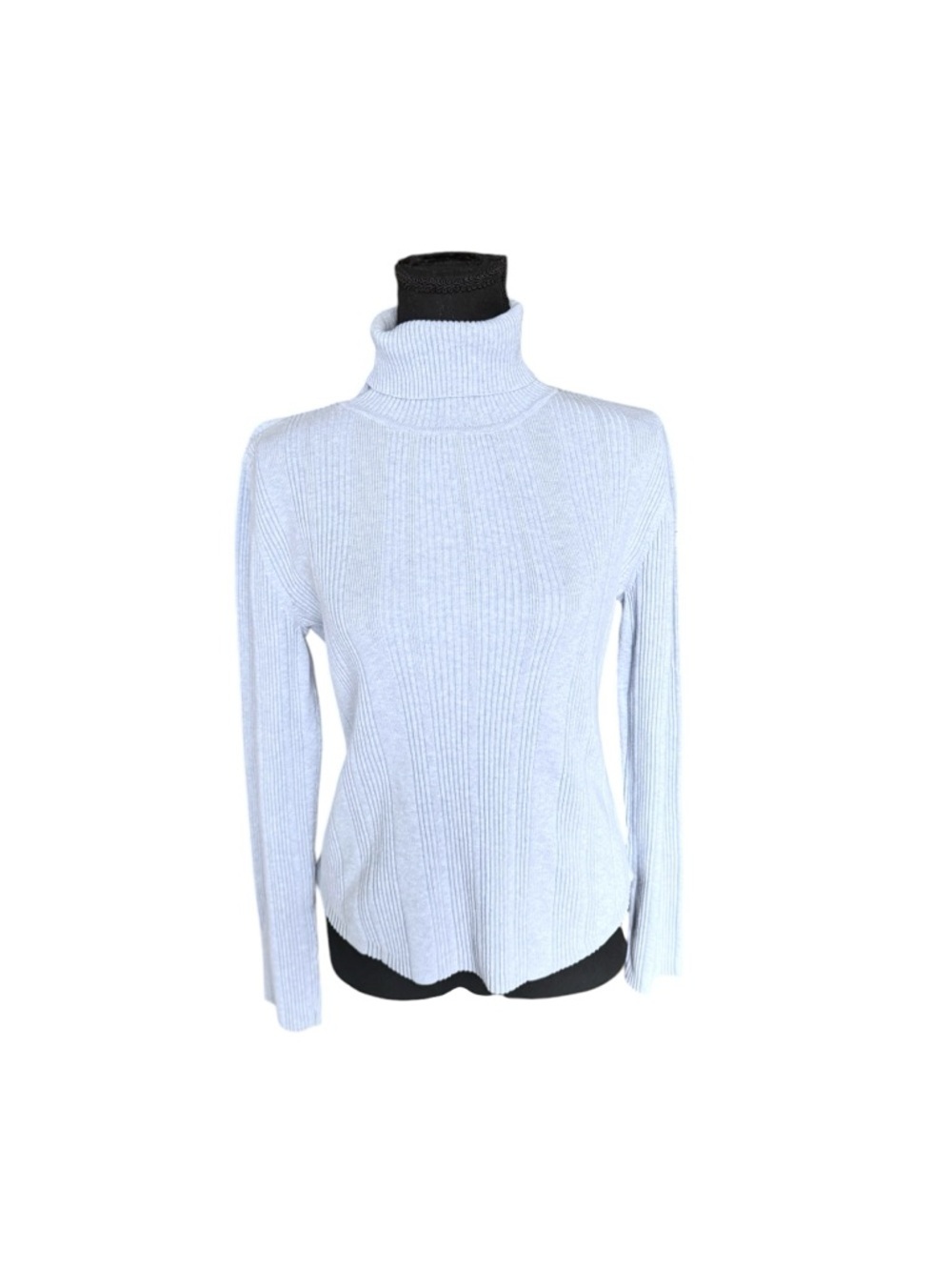 Tommy Hilfiger L Soft Girl Blue Turtleneck Fitted Ribbed Top Y2K Clean Girl D65